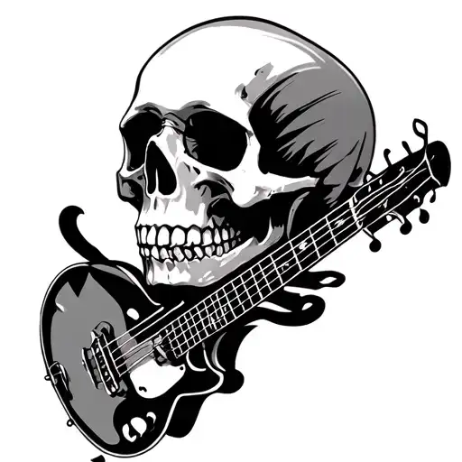 Skull Music tattoo design idea