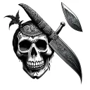 Oya storm tattoo, Ogun machete, Elegua rock, Muertos skull tattoo design idea