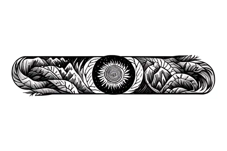 Pachamama spiral with mountain outline drawing tattoo tattoo design idea