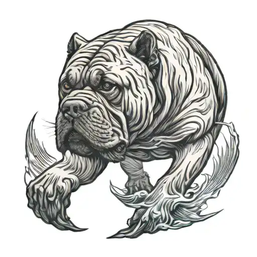 ocean whale forked cane corso tattoo design idea