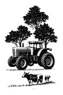 tractor with a cow on a farm scene tattoo design idea