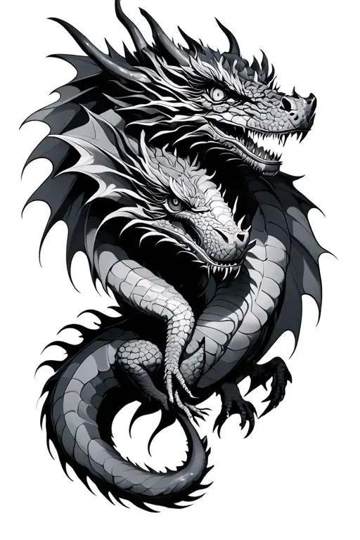 A and Rose Turing a dragon  tattoo design idea