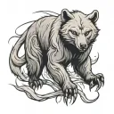 bear scratch with nine tailed fox tattoo design idea