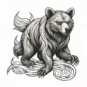 bear scratch with nine tailed fox tattoo design idea