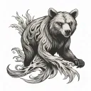 bear scratch with nine tailed fox tattoo design idea