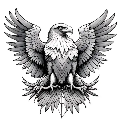 eagle within symmetric lines tattoo design idea