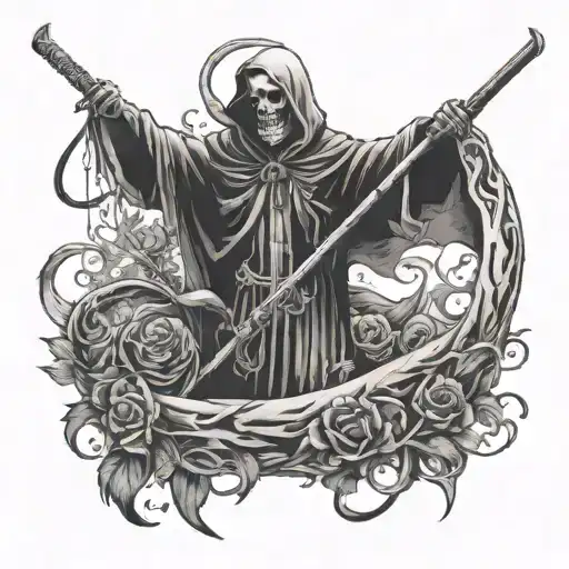 the holy death with the scythe tattoo design idea
