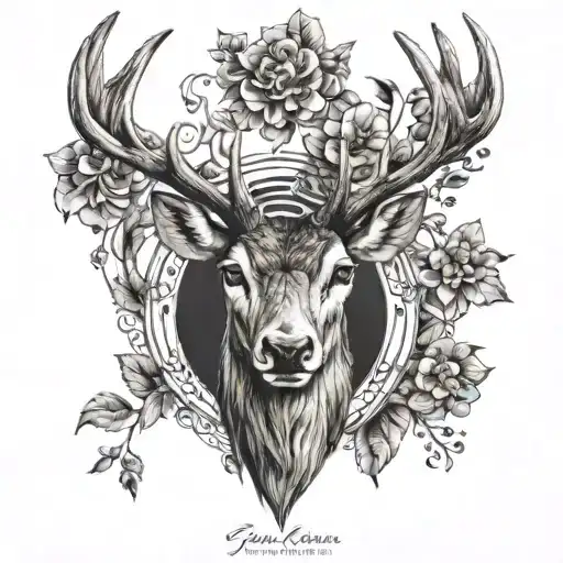 stag head symmetrical tattoo design idea