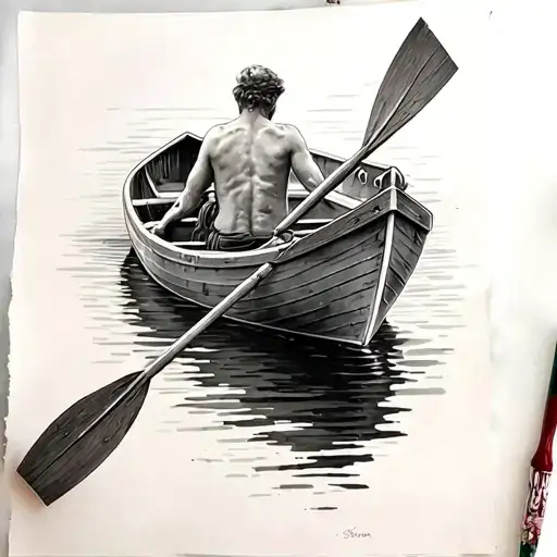 rowing boat tattoo design idea