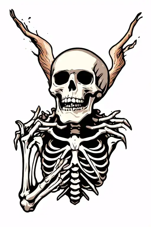 dreadful dead skeleton looking into space tattoo design idea