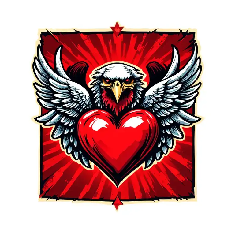 Wings with heart. No background tattoo design idea