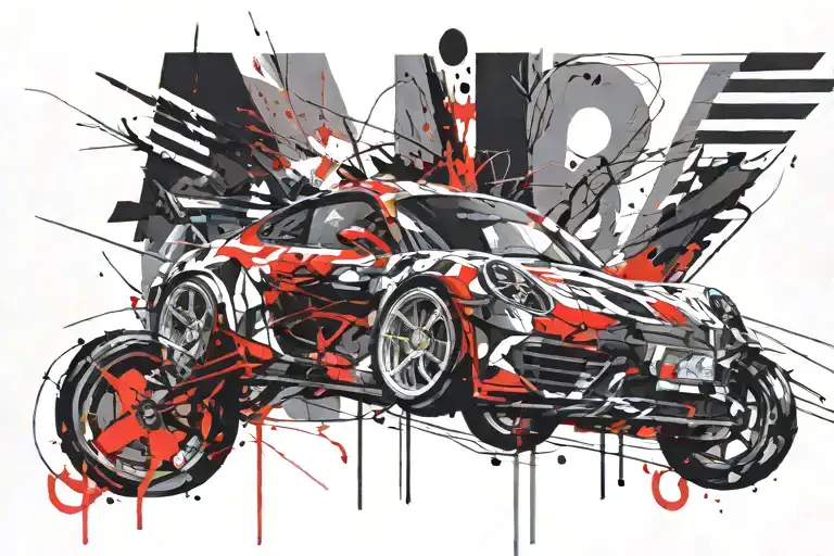 Porsche. Drift. tattoo design idea