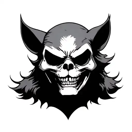 Grim Reaper with taz manian devil face merged tattoo design idea