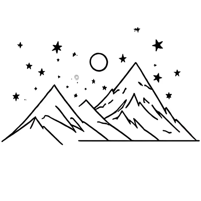 mountains stars moons planets good vibes tattoo design idea