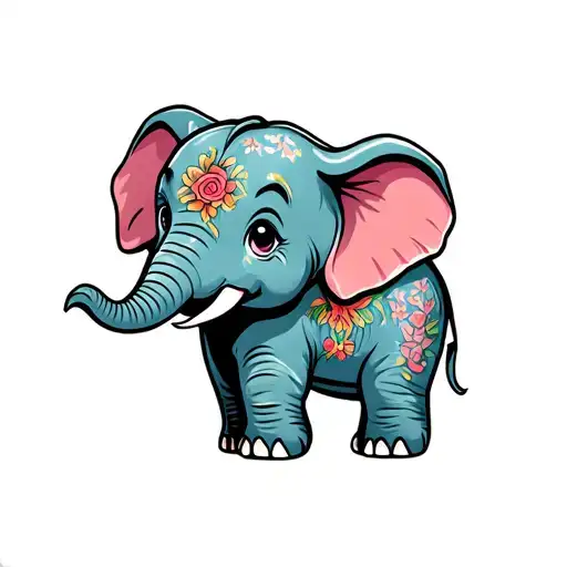 3 bebe elephant surrounded tattoo design idea