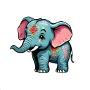 3 bebe elephant surrounded tattoo design idea