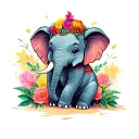 3 bebe elephant surrounded tattoo design idea