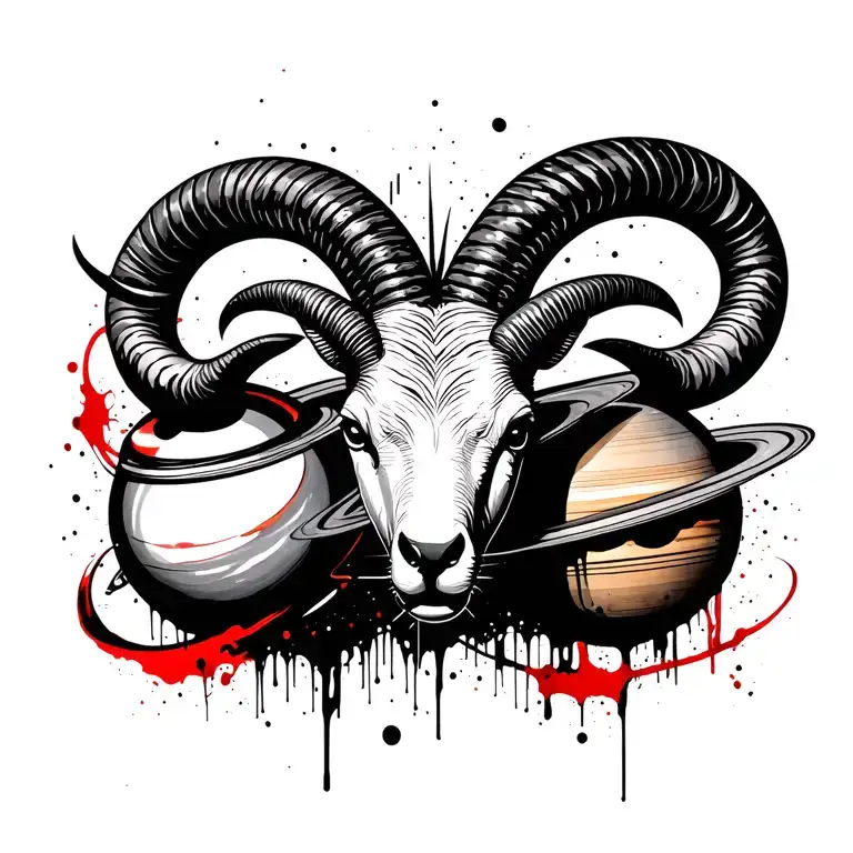 capricorn with saturn tattoo design idea