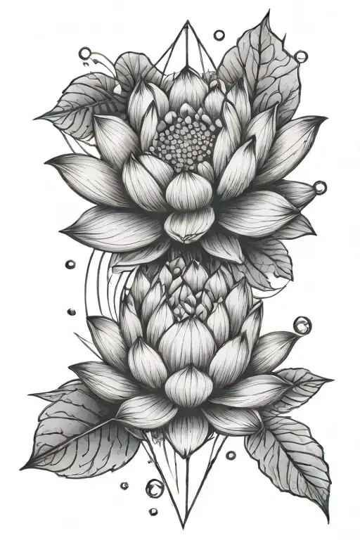 Diamond and lotus flower tattoo design idea
