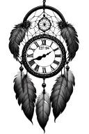 dreamcatcher with clock with EST 1984 tattoo design idea
