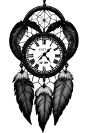 dreamcatcher with clock with EST 1984 tattoo design idea