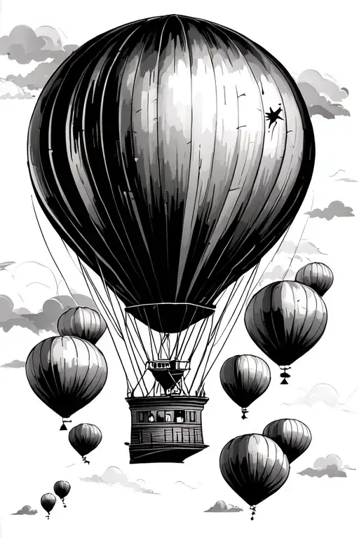 hot air balloon tattoo design idea