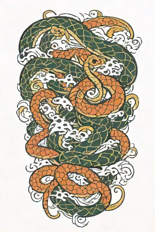 tsunami of snakes, immortal man tattoo design idea