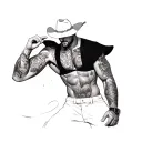 Gay cowboy wearing jockstrap tattoo design idea
