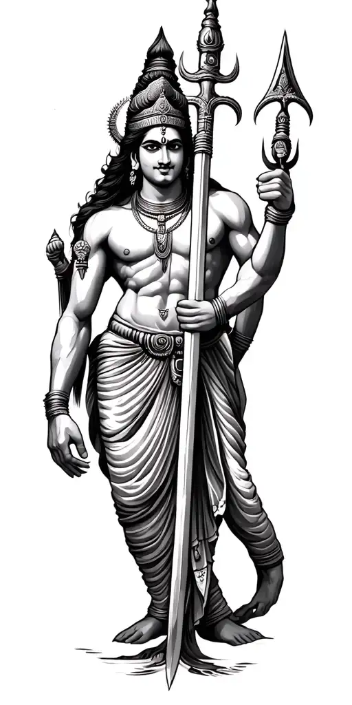 rudra shiv holding trishul tattoo design idea