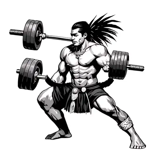 Filipino tribal warrior  lifting weights tattoo design idea