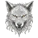 A storm cloud morphing into a wolf's head, with lightning bolts forming Norse runes around it tattoo design idea