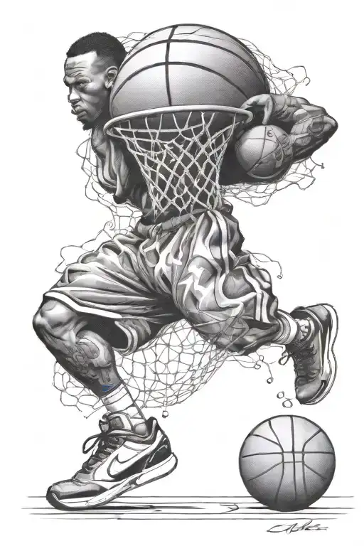 basket ball hip hop west coast tattoo design idea