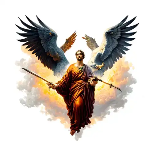  3 rome archagels in the war of heaven  tattoo design idea