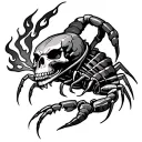 scorpion with skull as a head with flames coming from its eyes tattoo design idea