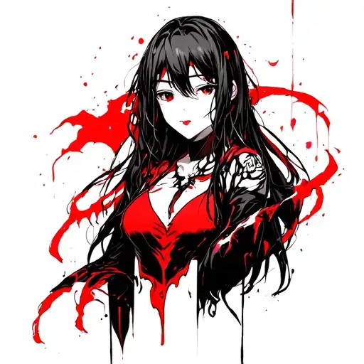 Create me an anime full sleeve that represents fear no one hear no one see no one with red accents use characters from n tattoo design idea