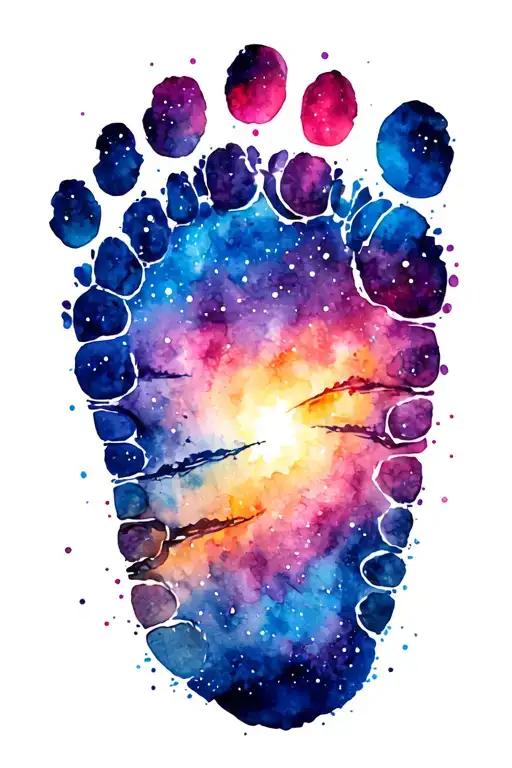 Babies footprint with galaxy  tattoo design idea