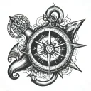 compass and anchor  tattoo design idea