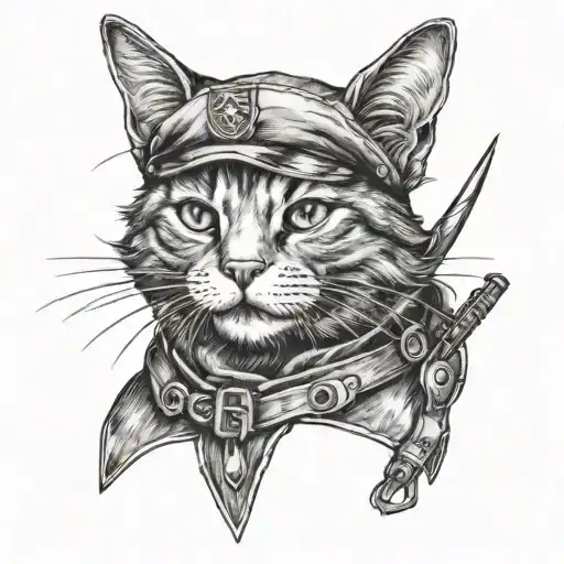chershire cat, special forces beret, daggers hidden among them tattoo design idea