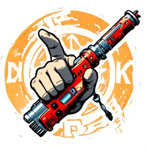 a finger pointing up and a drill from Gurren Lagann in the background tattoo design idea