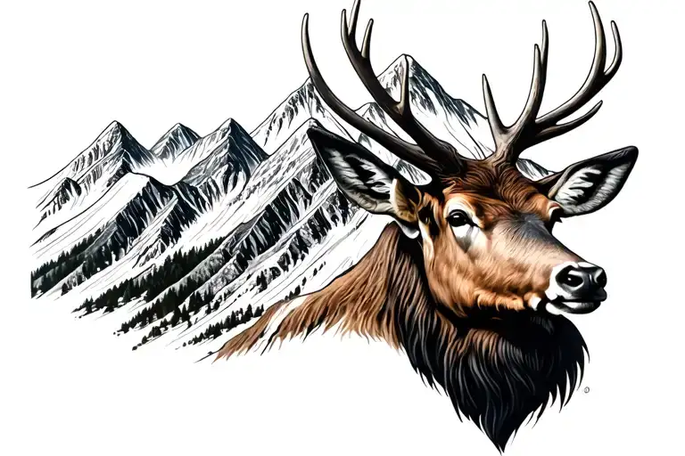elk head mountain black grey tattoo tattoo design idea
