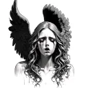 faceless angel crying tattoo design idea
