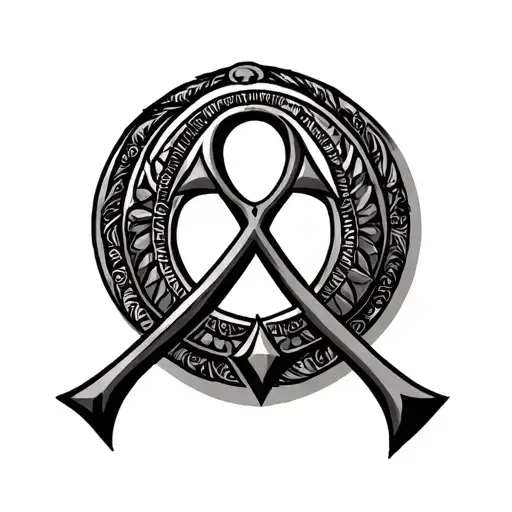 ankh, enclosed delta symbol intertwined tattoo design idea