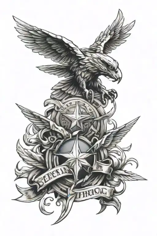 special forces air force logo intertwined with turbo  tattoo design idea