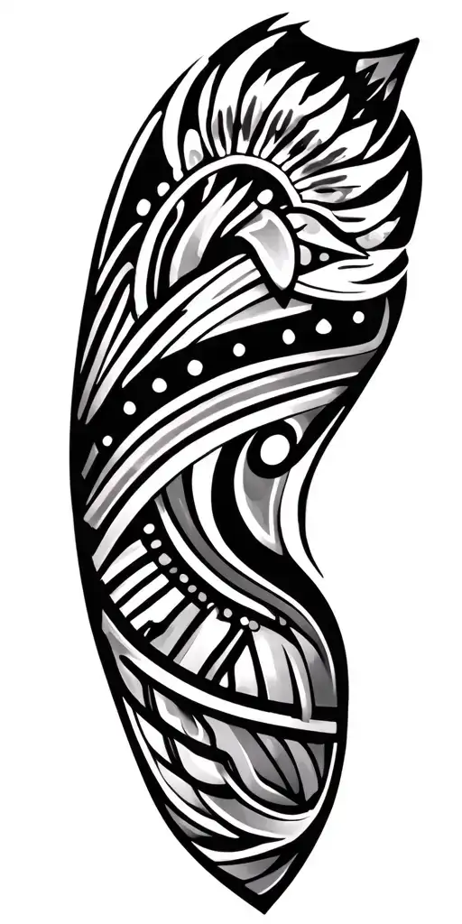 polynesian art deco sleeve geometric tattoo design idea