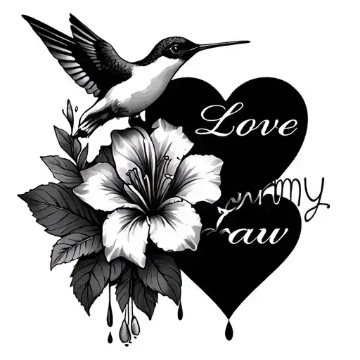 "Love Grammy" with Lillie's, bleeding hearts, and or humming bird.  tattoo design idea