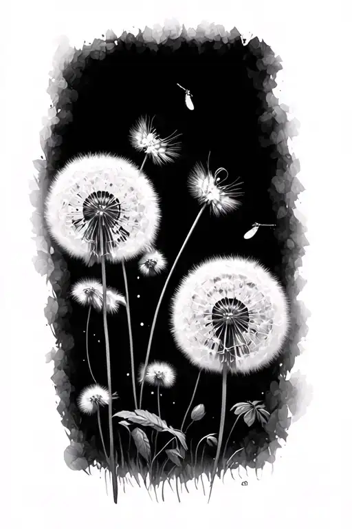 dandelion firefly tattoo design idea