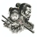 2 samurai children, do not leave me tattoo design idea