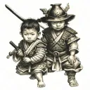 2 samurai children, do not leave me tattoo design idea