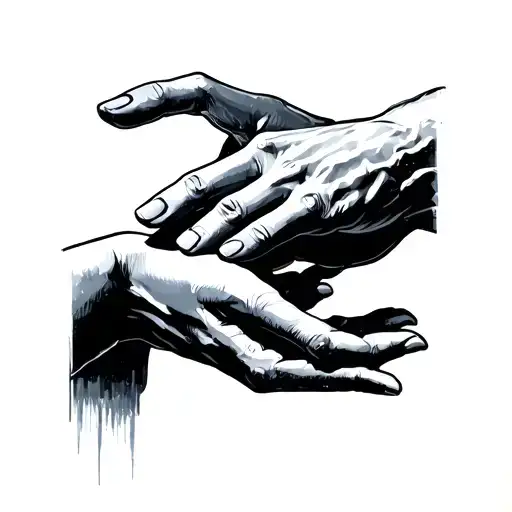 creation of adam hands reaching tattoo design idea