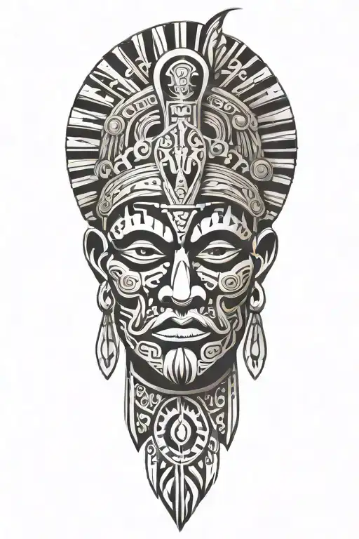 love, fight, war, god, life, Aztec, tribal patterns tattoo design idea